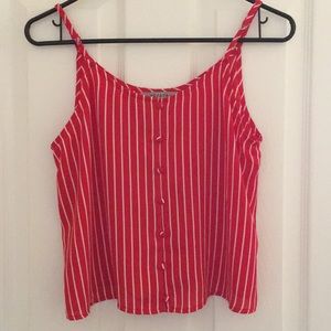 Red Stripped Cropped Tank Top